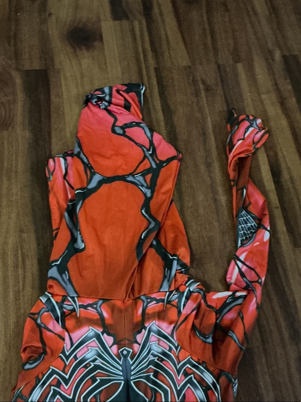 Red Spider-Style Hooded women Costume Stretchy Full-Body Suit zentai hooded grea - Picture 12 of 12